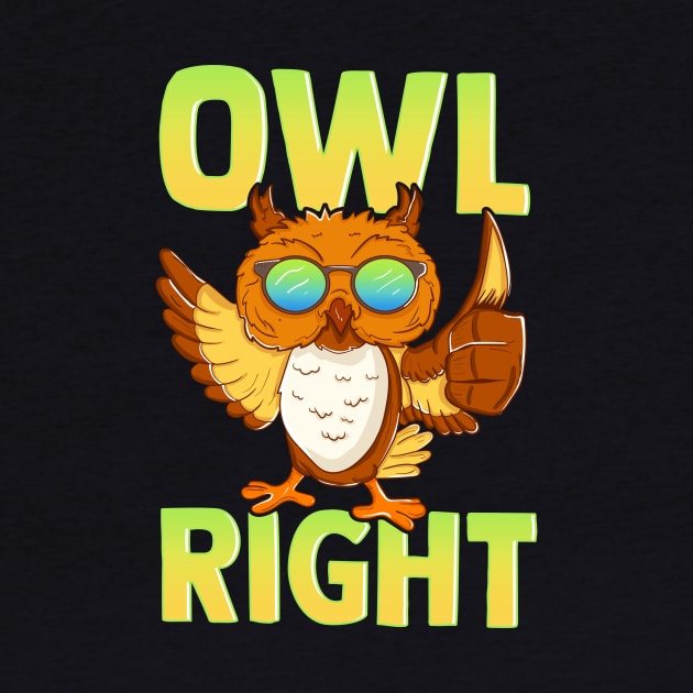 Funny Owl Right Thumbs Up Hippie Cute Alright Pun by theperfectpresents